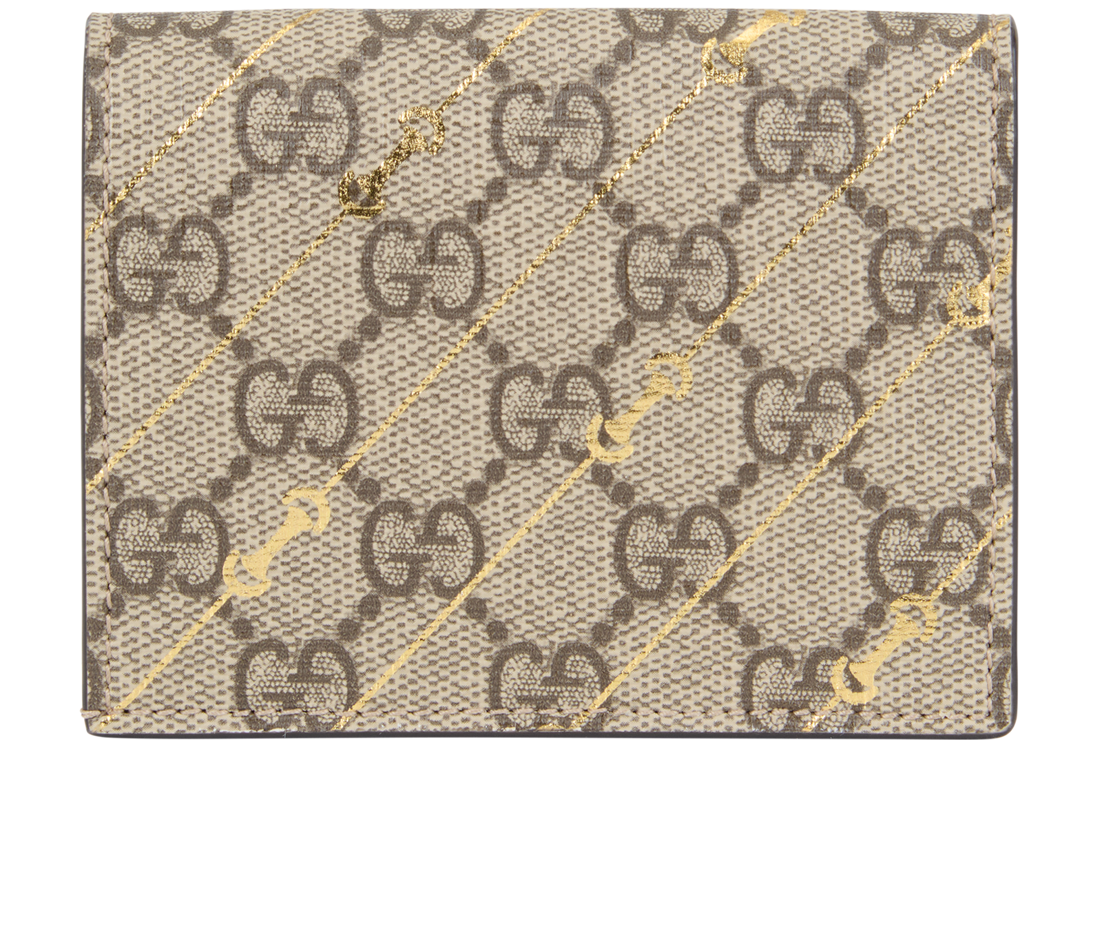 Gucci GG Horsebit Bifold Wallet, &pound;160, Accessories, Beige, Canvas/Leather, Back view
